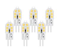 Capsule G4 LED 2W 12V Light Bulbs Cool White 6000K 200LM, 12mm Width, Bi Pin G4 10W 20W Halogen Bulbs Equivalent, AC DC Bipin 12V LED Daylight Bulbs for Cooker Hood Cabinet, not dimmable, 6pcs