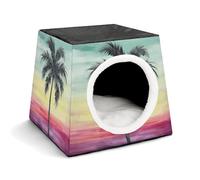 Capsule Pet Waterloo A Tropical Palm Tree Printed Foldable Dog House Cat Cave Soft Kitten Bed Warm Rabbit Nest Chinchillas Hideout for Indoor Small and Medium Animal