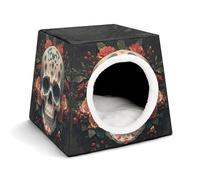 Capsule Pet Waterloo Amazing Skull and Bones Printed Foldable Dog House Cat Cave Soft Kitten Bed Warm Rabbit Nest Chinchillas Hideout for Indoor Small and Medium Animal