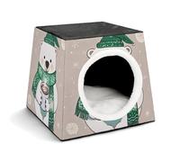 Capsule Pet Waterloo Bear That is Afraid of The Cold Printed Foldable Dog House Cat Cave Soft Kitten Bed Warm Rabbit Nest Chinchillas Hideout for Indoor Small and Medium Animal