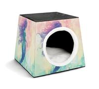 Capsule Pet Waterloo Beautiful Mermaid Tail Printed Foldable Dog House Cat Cave Soft Kitten Bed Warm Rabbit Nest Chinchillas Hideout for Indoor Small and Medium Animal
