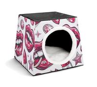 Capsule Pet Waterloo Cartoon Style Lips Printed Foldable Dog House Cat Cave Soft Kitten Bed Warm Rabbit Nest Chinchillas Hideout for Indoor Small and Medium Animal