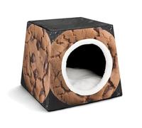 Capsule Pet Waterloo Chocolate Cookie Printed Foldable Dog House Cat Cave Soft Kitten Bed Warm Rabbit Nest Chinchillas Hideout for Indoor Small and Medium Animal