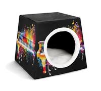 Capsule Pet Waterloo Colorful Piano Keyboard Music Note Printed Foldable Dog House Cat Cave Soft Kitten Bed Warm Rabbit Nest Chinchillas Hideout for Indoor Small and Medium Animal