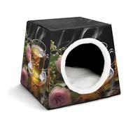 Capsule Pet Waterloo Cup of Tea Printed Foldable Dog House Cat Cave Soft Kitten Bed Warm Rabbit Nest Chinchillas Hideout for Indoor Small and Medium Animal