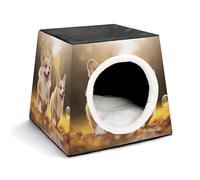 Capsule Pet Waterloo Cute Corgi Dog Printed Foldable Dog House Cat Cave Soft Kitten Bed Warm Rabbit Nest Chinchillas Hideout for Indoor Small and Medium Animal
