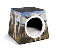 Capsule Pet Waterloo Cute Goat Printed Foldable Dog House Cat Cave Soft Kitten Bed Warm Rabbit Nest Chinchillas Hideout for Indoor Small and Medium Animal