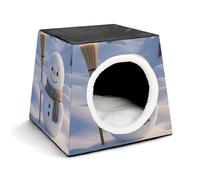 Capsule Pet Waterloo Cute Little Snowman Printed Foldable Dog House Cat Cave Soft Kitten Bed Warm Rabbit Nest Chinchillas Hideout for Indoor Small and Medium Animal