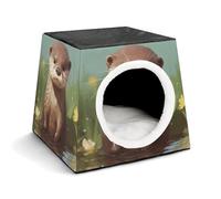 Capsule Pet Waterloo Cute Otter Printed Foldable Dog House Cat Cave Soft Kitten Bed Warm Rabbit Nest Chinchillas Hideout for Indoor Small and Medium Animal