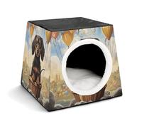 Capsule Pet Waterloo Dachshund Hot Air Balloon Printed Foldable Dog House Cat Cave Soft Kitten Bed Warm Rabbit Nest Chinchillas Hideout for Indoor Small and Medium Animal