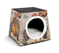 Capsule Pet Waterloo Don't Scratch The Turkey Printed Foldable Dog House Cat Cave Soft Kitten Bed Warm Rabbit Nest Chinchillas Hideout for Indoor Small and Medium Animal