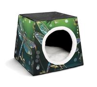 Capsule Pet Waterloo Dragonfly Green Printed Foldable Dog House Cat Cave Soft Kitten Bed Warm Rabbit Nest Chinchillas Hideout for Indoor Small and Medium Animal