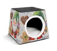 Capsule Pet Waterloo Dwarfs and Gingerbread Man Printed Foldable Dog House Cat Cave Soft Kitten Bed Warm Rabbit Nest Chinchillas Hideout for Indoor Small and Medium Animal