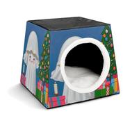 Capsule Pet Waterloo Ghosts and Gift Candles Printed Foldable Dog House Cat Cave Soft Kitten Bed Warm Rabbit Nest Chinchillas Hideout for Indoor Small and Medium Animal