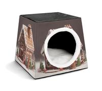 Capsule Pet Waterloo Gingerbread House Printed Foldable Dog House Cat Cave Soft Kitten Bed Warm Rabbit Nest Chinchillas Hideout for Indoor Small and Medium Animal