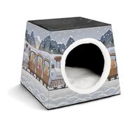 Capsule Pet Waterloo Happy Gingerbread Man Printed Foldable Dog House Cat Cave Soft Kitten Bed Warm Rabbit Nest Chinchillas Hideout for Indoor Small and Medium Animal