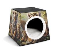 Capsule Pet Waterloo Jungle Tigers Cub Printed Foldable Dog House Cat Cave Soft Kitten Bed Warm Rabbit Nest Chinchillas Hideout for Indoor Small and Medium Animal
