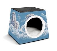 Capsule Pet Waterloo Lamb with A Lion On The Clouds Printed Foldable Dog House Cat Cave Soft Kitten Bed Warm Rabbit Nest Chinchillas Hideout for Indoor Small and Medium Animal