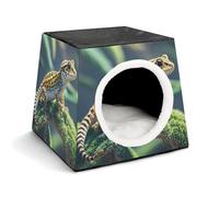 Capsule Pet Waterloo Leopard Little Gecko Printed Foldable Dog House Cat Cave Soft Kitten Bed Warm Rabbit Nest Chinchillas Hideout for Indoor Small and Medium Animal