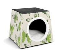 Capsule Pet Waterloo Lime Green Butterfly Printed Foldable Dog House Cat Cave Soft Kitten Bed Warm Rabbit Nest Chinchillas Hideout for Indoor Small and Medium Animal