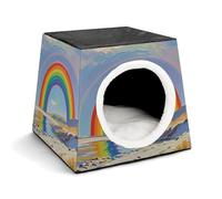 Capsule Pet Waterloo Pink Rainbow Printed Foldable Dog House Cat Cave Soft Kitten Bed Warm Rabbit Nest Chinchillas Hideout for Indoor Small and Medium Animal