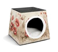 Capsule Pet Waterloo Poppies and Lace Printed Foldable Dog House Cat Cave Soft Kitten Bed Warm Rabbit Nest Chinchillas Hideout for Indoor Small and Medium Animal