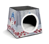 Capsule Pet Waterloo Protect The Snowman Printed Foldable Dog House Cat Cave Soft Kitten Bed Warm Rabbit Nest Chinchillas Hideout for Indoor Small and Medium Animal