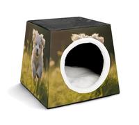 Capsule Pet Waterloo Puppy Crossing The Grass Printed Foldable Dog House Cat Cave Soft Kitten Bed Warm Rabbit Nest Chinchillas Hideout for Indoor Small and Medium Animal