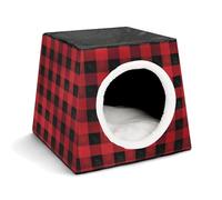 Capsule Pet Waterloo Red Black Buffalo Check Plaid Pattern Printed Foldable Dog House Cat Cave Soft Kitten Bed Warm Rabbit Nest Chinchillas Hideout for Indoor Small and Medium Animal