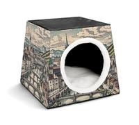 Capsule Pet Waterloo Salzburg Region Printed Foldable Dog House Cat Cave Soft Kitten Bed Warm Rabbit Nest Chinchillas Hideout for Indoor Small and Medium Animal
