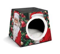 Capsule Pet Waterloo Santa Claus Has A Charming Smile Printed Foldable Dog House Cat Cave Soft Kitten Bed Warm Rabbit Nest Chinchillas Hideout for Indoor Small and Medium Animal