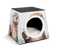 Capsule Pet Waterloo Sea Otter Printed Foldable Dog House Cat Cave Soft Kitten Bed Warm Rabbit Nest Chinchillas Hideout for Indoor Small and Medium Animal