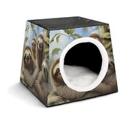 Capsule Pet Waterloo Sloth Family Printed Foldable Dog House Cat Cave Soft Kitten Bed Warm Rabbit Nest Chinchillas Hideout for Indoor Small and Medium Animal