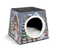 Capsule Pet Waterloo Snow Snowman Printed Foldable Dog House Cat Cave Soft Kitten Bed Warm Rabbit Nest Chinchillas Hideout for Indoor Small and Medium Animal