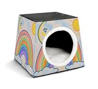 Capsule Pet Waterloo Sun Moon Rainbow Printed Foldable Dog House Cat Cave Soft Kitten Bed Warm Rabbit Nest Chinchillas Hideout for Indoor Small and Medium Animal