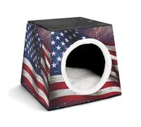 Capsule Pet Waterloo USA Flag Printed Foldable Dog House Cat Cave Soft Kitten Bed Warm Rabbit Nest Chinchillas Hideout for Indoor Small and Medium Animal