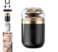 Capsule Razor, Capsule Razor Mini Portable Electric Shaver, 2 in 1 Mini Portable Electric Shaver, Waterproof Washable Rotary Razor with Nose Hair Trimmer, Type-C Charging for Men Women (Black)