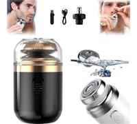Capsule Razor,Mini Electric Shaver, Portable Electric Rotary Men's Razor,2 in 1 Capsule Mini Shaver with Nose Hair Trimmer,Multifunctional Capsule Shaver,Travel Razor, Ipx7, Type-C Charging (Black)