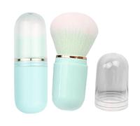 Capsule Shaped Retractable Travel Makeup Brush Set 2pcs Abs | Sky-blue, Adjustable Length, Portable Design for Makeup Enthusiasts, Blush, Foundation and Pressed Powder