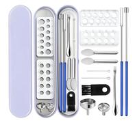 Capsules Filling Machine Tray Kit - 12Pcs Herb Powder Tamper Capsule Holder Filler Maker Tool - Empty Gel Pill Lab Scoops Tiny Spatula Micro Spoon Funnel Pills Quick Fill Tools Size #000 00 0 1 2 3