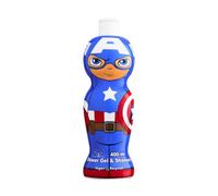 Captain America 2in1 Kids Shower Gel & Shampoo, 400ml | Kids Bubble Bath | Natural, Vegan, Paraben-Free, Dermatologically Tested | Gently Cleanses Head-to-Toe Wash for Dry, Sensitive Skin Children 3+