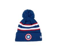 Captain America 856549 Striped Era Knit Pom Beanie, Red White & Blue