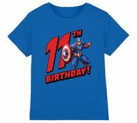 CAPTAIN AMERICA Birthday 11 Unisex Kids T Shirt, Royal, 9-10 Years