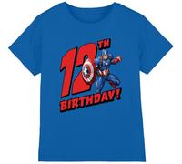 CAPTAIN AMERICA Birthday 12 Unisex Kids T Shirt, Royal, 5-6 Years