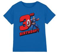 CAPTAIN AMERICA Birthday 3 Unisex Kids T Shirt, Royal, 5-6 Years