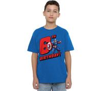 CAPTAIN AMERICA Birthday 6 Unisex Kids T Shirt, Royal, 9-10 Years