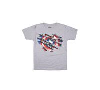 Captain America Boy's Marvel Torn Cotton T-Shirt Grey | Size: 12-13 Years Captain America Grey 12-13 Years