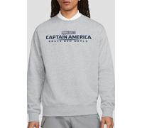 Captain America Brave New World Distressed Logo Sweatshirt, Athletic Heather Marvel Light Grey S