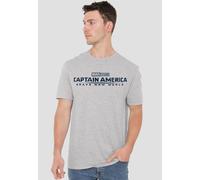Captain America Brave New World Distressed Logo T-Shirt, Athletic Heather Marvel Light Grey XXXL