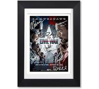 Captain America Civil War Cast Signed Movie Poster Autograph A4 Photo Print Framed Memorabilia Gift 2016 Marvel Film (BLACK FRAMED & MOUNTED)